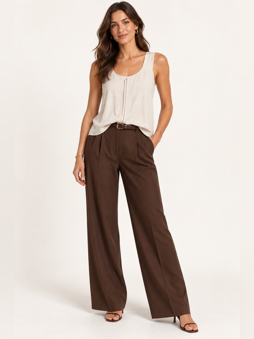 Theory Ivory Layered Sleeveless Blouse Women’s Small Flowy Scoop Neck Workwear T